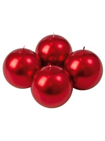 Adventi gömb gyertya készlet 8cm - Metál piros