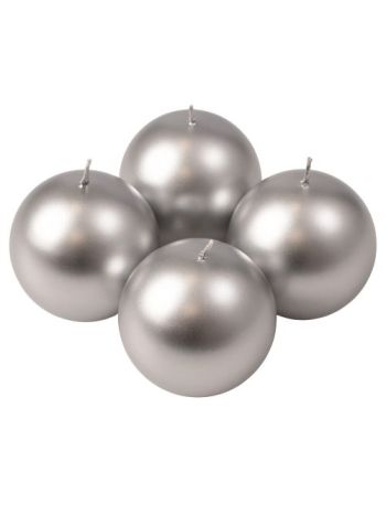 Adventi gömb gyertya készlet 8cm - Metál ezüst