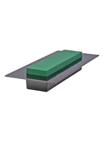 Ikebana téglalap- vizes tűzőhabal 29x7cm- fekete tálban 39x17cm