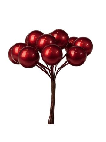 Bogyós dekor pick ⌀ 1.9 cm- 12 szál- 11 cm magas - Bordó