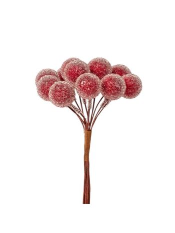 Cukros bogyós dekor pick ⌀ 1.6 cm- 12 szál- 10 cm magas - Bordó