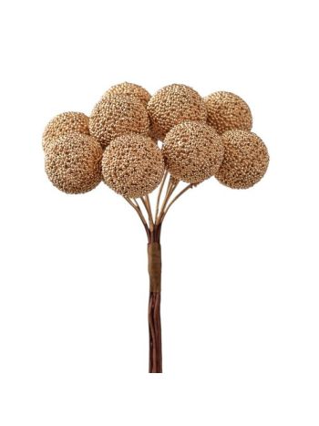 Gyöngyös dekor gömb pick ⌀ 2.2 cm- 12 szál- 10 cm magas - Arany