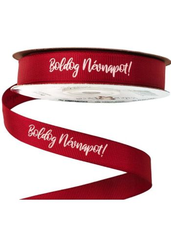 Boldog Névnapot! feliratos ripsz szalag 16mm x 20m - Bordó 16mm x 20m PG16-09