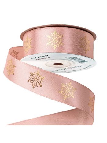 Hópelyhes szatén szalag 25mm x 20m - Púder bézs