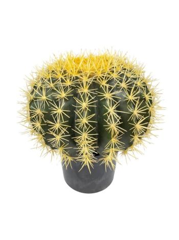 Selyemvirág Gömbkaktusz műanyag 30 cm zöld- sárga