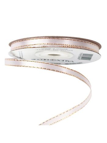 Szatén szalag arany szegéllyel 6mm x 20m - Fehér