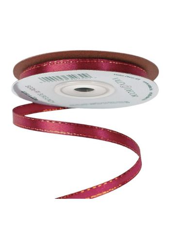 Szatén szalag arany szegéllyel 6mm x 20m - Bordó