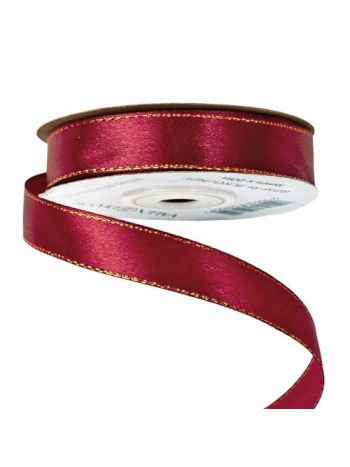 Szatén szalag arany szegéllyel 16mm x 20m - Bordó