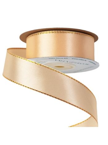 Szatén szalag arany szegéllyel 25mm x 20m - Krém