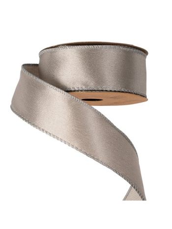 Fényes szatén szalag drótos szegéllyel 38mm x 5m - Ezüst