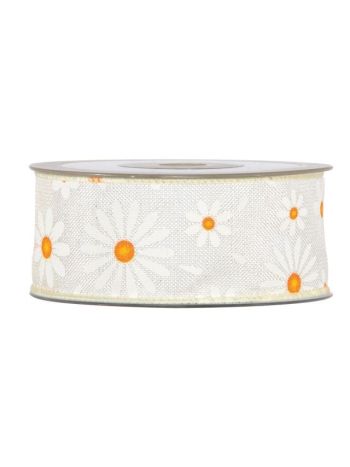 Szalag margaréta mintával textil 40 mm x 10 m krém PV4532M01