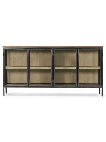 Szekrény fa- fém 180x40x90 cm natúr