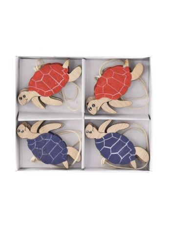 Teknős akasztós fa 12-5x10x1-5cm kék- piros S/8