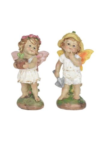 Tündér cseréppel- ásóval álló poly 6-6x5-7x12 cm sárga- rózsaszín 2 féle DD67357