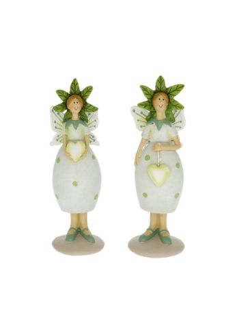 Tündér virágkalapban- szívvel álló poly 4-5x4x14 cm zöld 2 féle