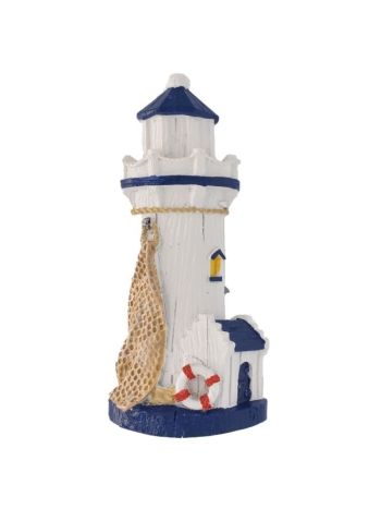 Világítótorony öntapadós poly 9-5x4-2x1-4cm fehér- kék @