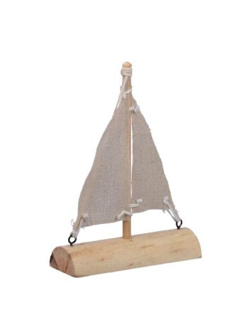 Vitorlás hajó fa 10x3.5x13.5cm fehér- homok @