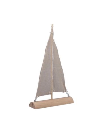 Vitorlás hajó fa 18x4.5x31cm fehér- homok @