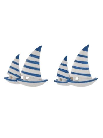 Vitorlás hajó öntapadós poly 4-7x4-5x0-8cm kék-fehér S/2 @