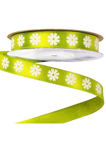 Virágmintás szatén szalag 12mm x 20m - Teazöld 12mm x 20m VR12-77